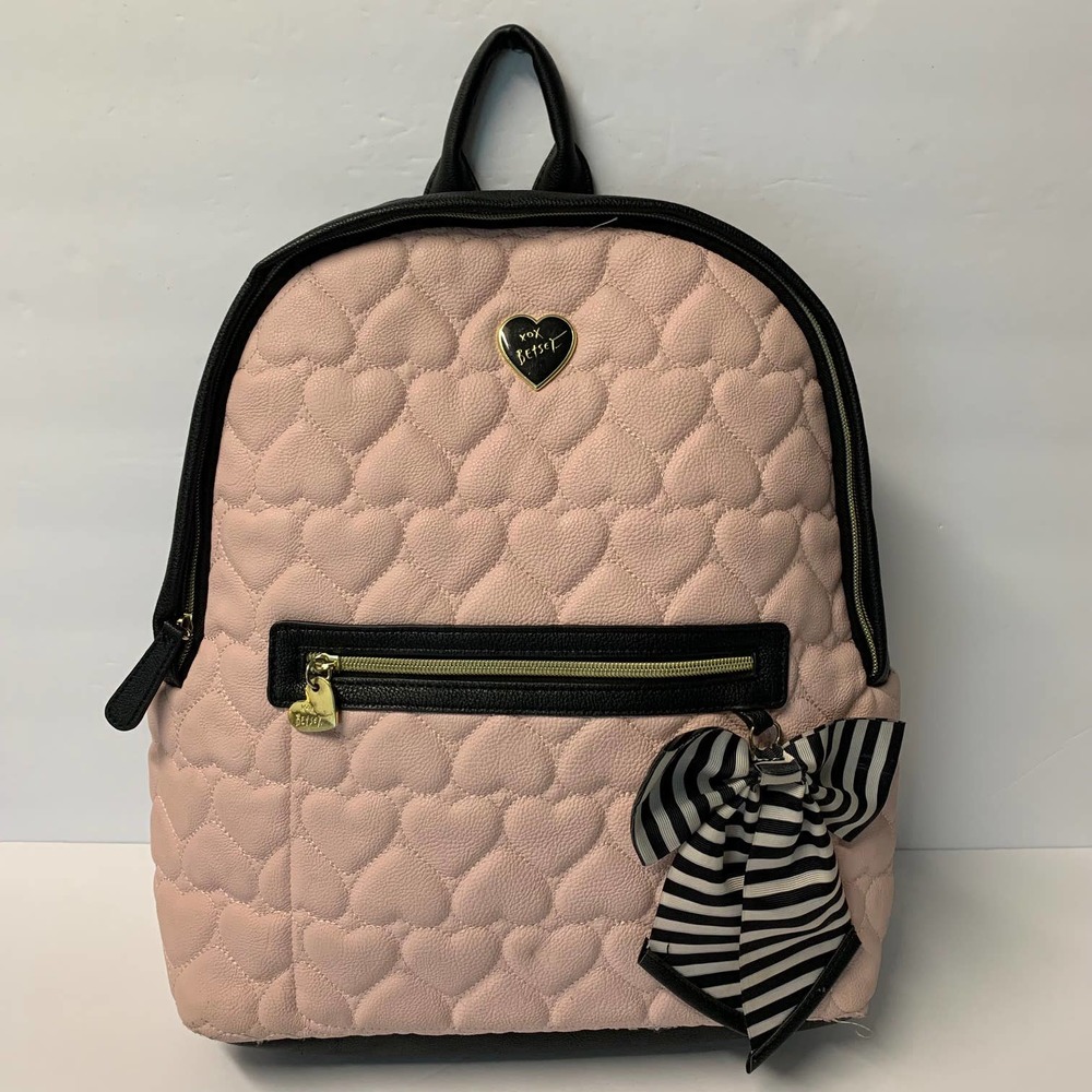 Betsey Johnson Pink Heart Quilted Backpack Gem